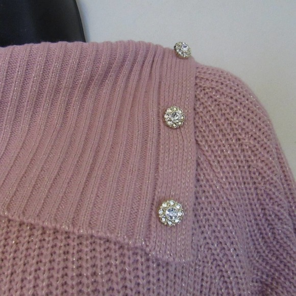 89th + Madison 3/4 Sleeve Button Detail Metallic Sweater Small Rose - Picture 2 of 8